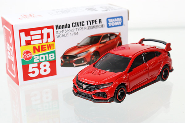 ミニカーショップ ケンボックス トミカ 赤箱☆58☆ホンダシビックTYPE R(初回特別仕様)※2018年新車シール・TAKARATOMYロゴMinicar  shop KENBOX TOMICA