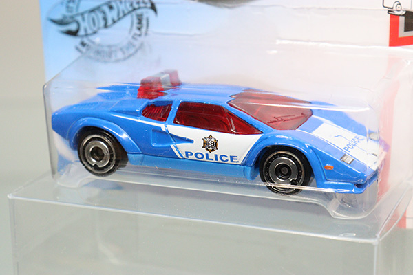 ミニカーショップ ケンボックス ホットホイール ランボルギーニカウンタックポリスカー 青 英語表記台紙 ヨレ有 現状渡しminicar Shop Kenbox Tomica