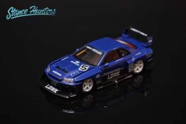 1/64スケール★ ★日産スカイライン スーパーシルエット #5 LBWK R34(青) ※新品未開封・STANCE  HUNTERS・1/64スケール・199台限定