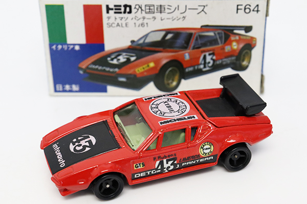 安い人気トミカ　青箱　F64　デトマソ　パンテーラ　レーシング　 スケール1/61　日本製 保管品 美品 乗用車