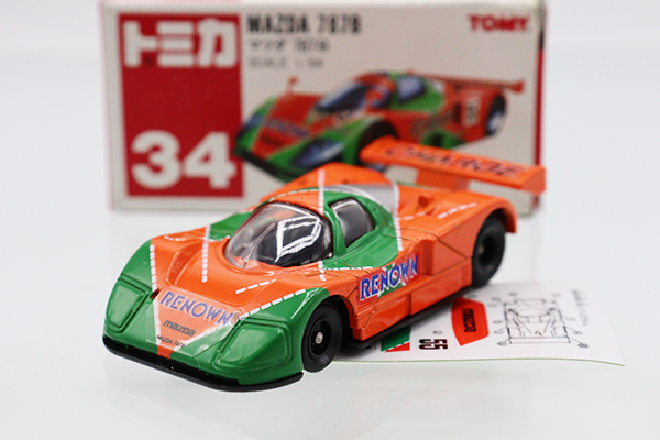 ミニカーショップ ケンボックス トミカ 赤箱☆34☆マツダ787B ※TOMY赤ロゴ・箱角つぶれ・未貼・買取品・現状渡しMinicar shop  KENBOX TOMICA