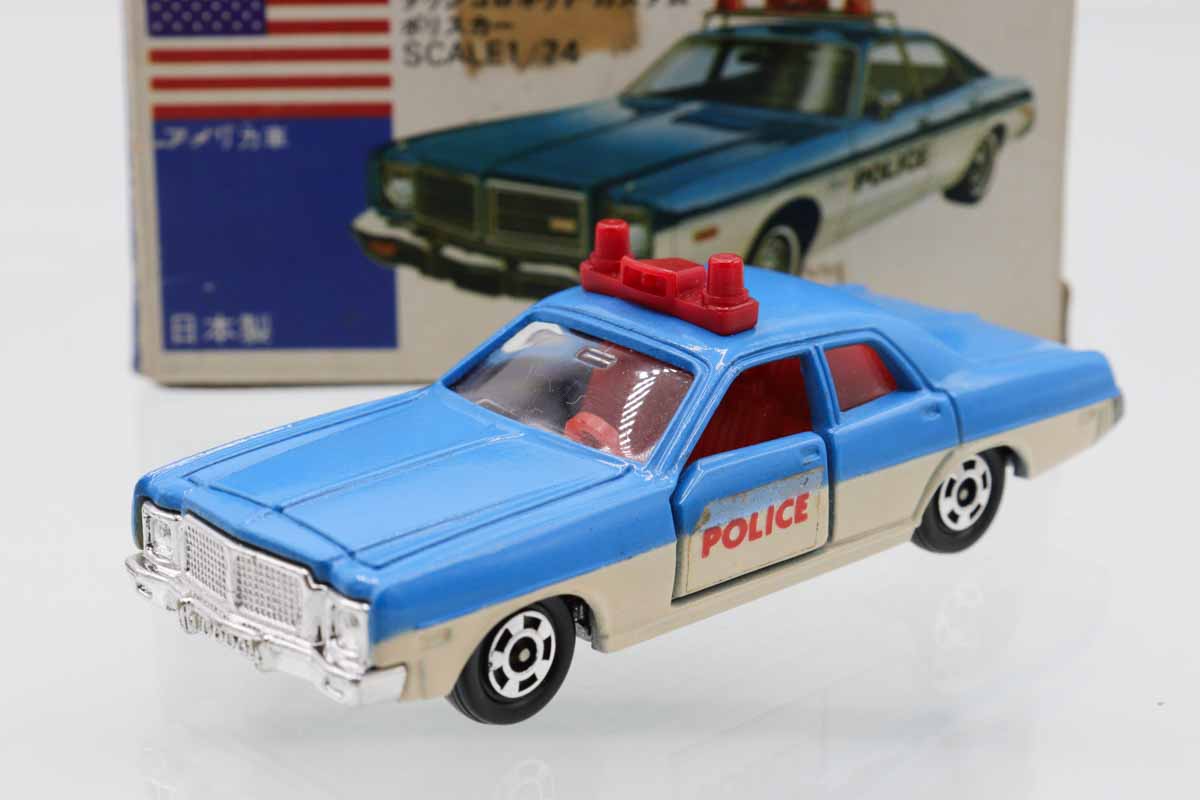 トミカ　青箱　日本製　ダッジコロネット　キャデラックポリスカー　2台セット ミニカーショップ ケンボックス トミカ 青箱☆F8☆ダッジコロ