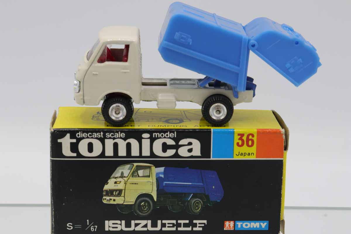 黒箱トミカ 36　いすゞエルフ清掃車　美品　日本製　デッドストック ミニカーショップ ケンボックス トミカ 黒箱☆36☆いすゞエルフ 清掃車